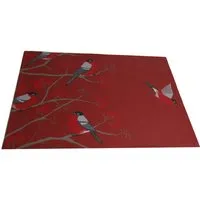 beties Platzset Beeren Vögel, (1-St., 1 Stück Tischset), Ideal auch als Untersetzer oder Schrankdeckchen, Farbe: marsala-rot