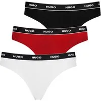 HUGO String Thong Stripe (3-St) mit umlaufenden Markenschriftzug