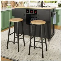 i@home Barhocker Barhocker 2er-Set Holzoptik (Tresenhocker Küchenhocker mit Fußstütze, 2 St., 63 cm, Metallgestell), moderner Barstuhl für Küche & Bar