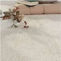 KADIMA DESIGN Teppich waschbar Unifarben Wohnzimmer schmutzabweisend Teppich Kurzflor, Rund, Höhe: 14 mm, Florhöhe: 10 mm, Polyester, Rücken aus Felt + Dots, Rund, 80D, Creme
