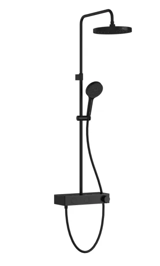 VitrA Core Round Thermostat-Duschsystem mit Kopf- und Handbrause Schwarz Matt,A4731136EXP A4731136EXP