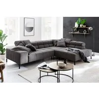Home affaire Ecksofa Ancona New, wahlweise motorische Sitztiefenverstellung, auch in Cord, feine Steppung, mit Kopfteilverstellung, 3 Zierkissen, L-Form