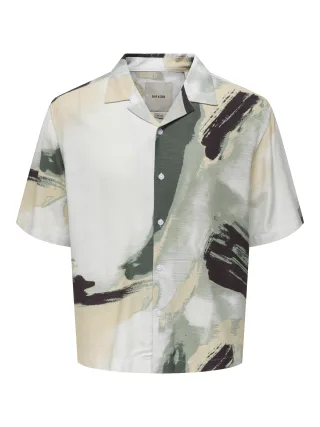ONLY&SONS - ONSHARVI RLX RESORT SS 041 AOP SHIRT Bright White - Gr. - XL