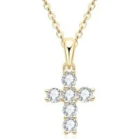 ROUGEMONT Kreuzkette Funkelnde Kreuzkette Damen Moissanit Halskette 925 Silber 18K Gold, Hypoallergen