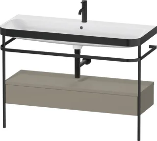Duravit Happy D.2 Plus c-bonded Set mit Metallkonsole und Schubkasten Stein Grau Seidenmatt 1175x490 HP4744O92920000