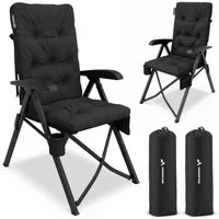 NEOLYMP Campingstuhl Faltbarer Campingstuhl bis 150 kg mit Getränkehalter & Taschen, Gestell aus Aluminium