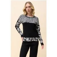 Passioni Strickpullover mit geometrischem Muster und Graffitidesign