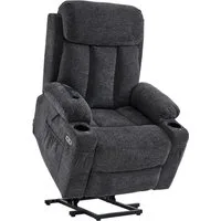 MCombo Relaxsessel MCombo elektrische Aufstehhilfe Fernsehsessel Relaxsessel 7190, motorisch verstellbar, Leder, Schwarz, 100 x 86 x 112 cm