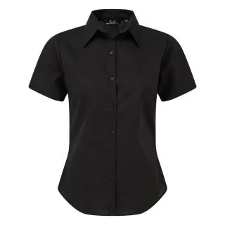 Premier Kurzarm-Popeline-Bluse / Schlichte Arbeitshemden (Schwarz)