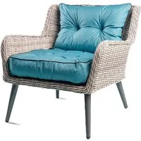 TexDeko Stuhlkissen Loungekissen 2-tlg. Set Gartenpolster für Rattanmöbel, UV-Beständig, Wasserabweisend mit Anti-Rutsch Boden