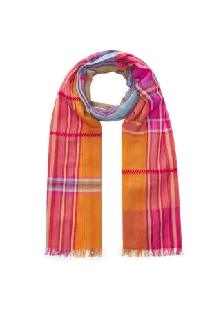 Leichter Schal aus Baumwollmischung mit Karomuster orange - Gr. - one size