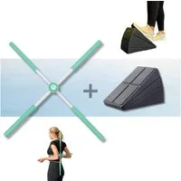 Winch Yogablock Yoga-Spar-Set, Stretch-& Supportblock + Yoga Stick, Haltungskorrektur und Wadendehner für perfekte Haltung & Flexibilität