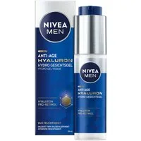 Nivea Men Anti-Aging-Creme ANTI-AGE HYALURON HYDRO GESICHTSGEL, hohe Konzentration an Hyaluron, zieht ein ohne zu fetten.