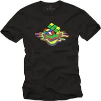 MAKAYA Print-Shirt Aufdruck Zauberwürfel T-Shirt Nerd Gamer Motiv Herren Männer Jungen mit Druck