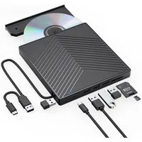 TUWENA Externes DVD Laufwerk, Plug-and-Play CD Laufwerk, mit SD/TF-Anschluss DVD-Brenner