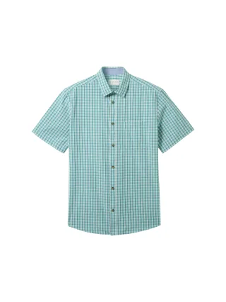 Tom Tailor - Kariertes Kurzarmhemd turquoise white small check - Gr. - M
