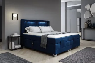 Boxspringbett Elektrisch Bett DAVIDE 200x200cm in Stoff Fresh Dunkelblau