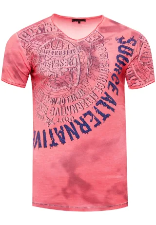 V-Neck T-Shirt mit Strass Steinen Besetzt