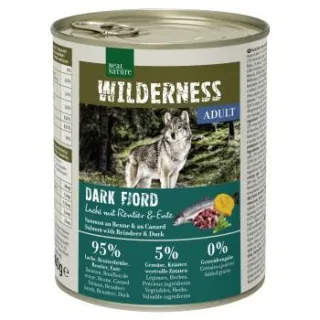 REAL NATURE WILDERNESS Nassfutter Hund, Adult, Dark Fjord, Lachs mit Rentier und Ente 6x800 g