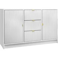 MIRJAN24 Kommode Tireno 2D3SZ (mit zwei Drehtüren und drei Schubladen), Aluminiumgriff in der Farbe Gold
