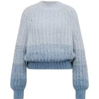 Drykorn Strickpullover blau,Casual,Alpaka,Strukturiert,Rundhals,Lang,Relaxed Fit