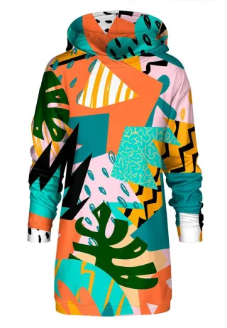 "Tropical Abstract" Oversize Hoodie-Kleid