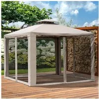 Outsunny Pavillon Festzelt, Wetterfest, mit 4 Seitenteilen, (Gartenpavillon mit Moskitonetz, Pavillon mit Doppeldach), Doppeldach, Moskitonetz, UV-Schutz