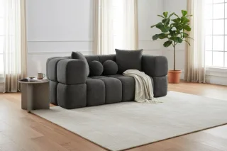 Sofa Designersofa VEGA 3-Sitzer in Stoff Egon Dunkelgrau