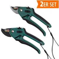 kamelshopping Gartenschere Gardenline Gartenscheren 2er Set, Amboss- & Bypass-Schere, 10mm, verstellbare Öffnungsweite, Antihaftbeschichtung