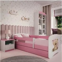 Raumhirsch Furniture Kinderbett 70x140, 80x160, 80x180 cm - Komplettset mit Matratze & Schublade (Bett für Mädchen, Einzelbett Kinder 2–12, mit Rausfallschutz & Lattenrost), verschiedene Farben & Designs