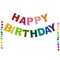 FOUORTUNATE-BEE Dekohänger Geburtstagsdeko, Happy Birthday Banner, Party Dekoration (Wiederverwendbare Wimpelkette mit Buchstaben & Filzkugeln, für Geburtstags Party deko)