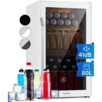 Klarstein Getränkekühlschrank Beersafe XXL Quartz Kühlschrank 80L 3 Böden Panoramaglastür R600a 10039427, 84.5 cm hoch, 47.4 cm breit, Bierkühlschrank Getränkekühlschrank Flaschenkühlschrank mit Glastür