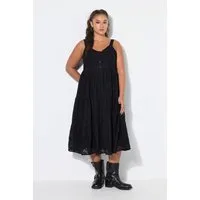 Studio Untold Midikleid Midi-Trägerkleid A-Linie Lochstickerei Volants