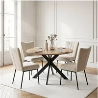 Jiexi Essgruppe Tisch- und Stuhlset, Runder Esstisch (115×75 cm) mit 4 Stühlen
