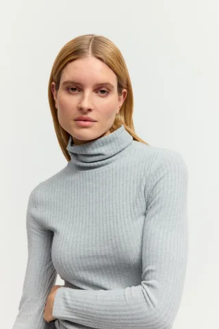THE FASHION PEOPLE - Rib Rollneck CLOUD MELANGE - Gr. - S