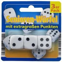Global Partner Spiel Würfel Set 3 Stück Weiß Großpunkte - Extra Lesbar, Würfel, extragroße Punkte