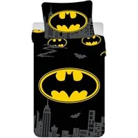 Batman Bettwäsche Batman Kinderbettwäsche The Emblem 140x200 cm Wende-Set Baumwolle, Baumwolle, 2 teilig, Wendemotiv mit Reißverschluss