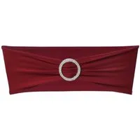 vidaXL Hussen-Set 25x Stuhlschleifen Stretch Schleifenbänder + Diamant Schnalle Bordeaux