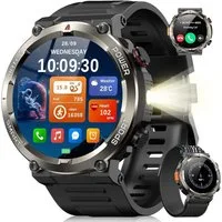 IOWODO 2026 SMARTWATCH HERREN – WASSER-,STAUB- & STOßFEST,30Tage Akkulaufzeit Smartwatch Set, mit Wechselband aus weichemSilikon und Ladekabel, 14,5",960 mAh,Kompass,LED-Taschenlampe,Anrufe tätigen & empfangen,IP68
