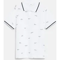 s.Oliver Kurzarmshirt Polo-Shirt Poloshirt aus Baumwollpiqué mit All-over-Print