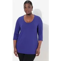 Ulla Popken T-Shirt Shirt tiefer Rundhalsausschnitt 3/4 Arm