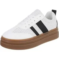 Ital-Design Modischer Sneaker mit atmungsaktivem Obermaterial für Damen Sneaker (91409111) Keilabsatz/Wedge Sneakers Low in Schwarz