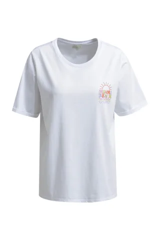 Milano Italy - T-Shirt w roundneck + turn up at sleeve white - Gr. - S