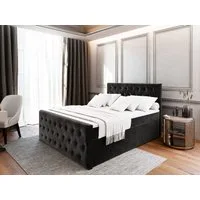 Masseno Boxbett FONDI 180x200 cm mit Bonell Matratze und Topper, Doppelbett, Polsterbett mit Kopfteil, Boxspringbett