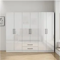 OTTO home Kleiderschrank Sylt Schlafzimmerschrank Garderobe Schrank in hochglanz mit 6 Türen Drehtürenschrank mit perfekter Innenausstattung