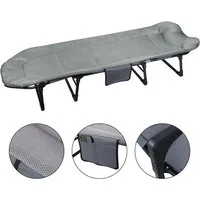 JEOBEST Feldbett Campingbett klappbar mit Nackenkissen, Seitentasche (Stück, 1-St., Gästebett 180kg) Garten Camping Angeln Festival Reise