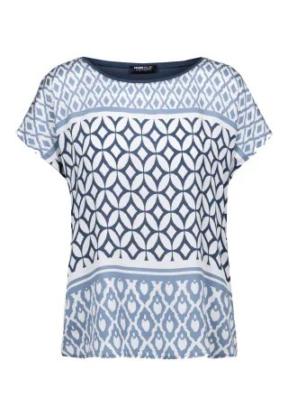 FRANK WALDER - Shirt SEASIDE BLOOM mit modernem Print ocean blue/ink/ecru - Gr. - 38