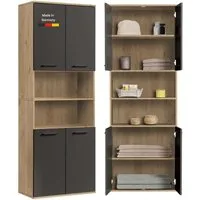 mokebo Hochschrank Der Kapitän (180x33x34 cm, mit 5 Einlegeböden) Made in Germany, hoher Badschrank, Badezimmerschrank in Eiche