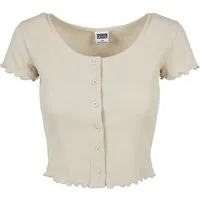 URBAN CLASSICS Kurzarmshirt Urban Classics Damen Ladies Cropped Button Up Rib Tee (1-tlg)