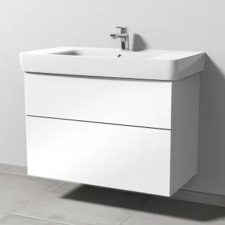 Sanipa 3way Waschtischunterbau zu Geberit Renova Plan Waschtisch mit 2 Auszügen, Weiß-Glanz SF88078